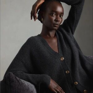 Mongolian cashmere boxy cropped sweater cardigan